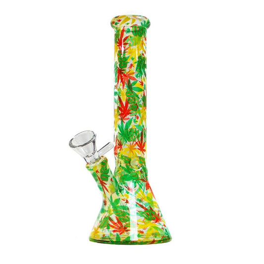 Bong in vetro foglie Rasta 26 cm - 420 Farm