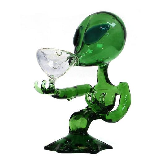 Bong in vetro verde alieno 15 cm - 420 Farm