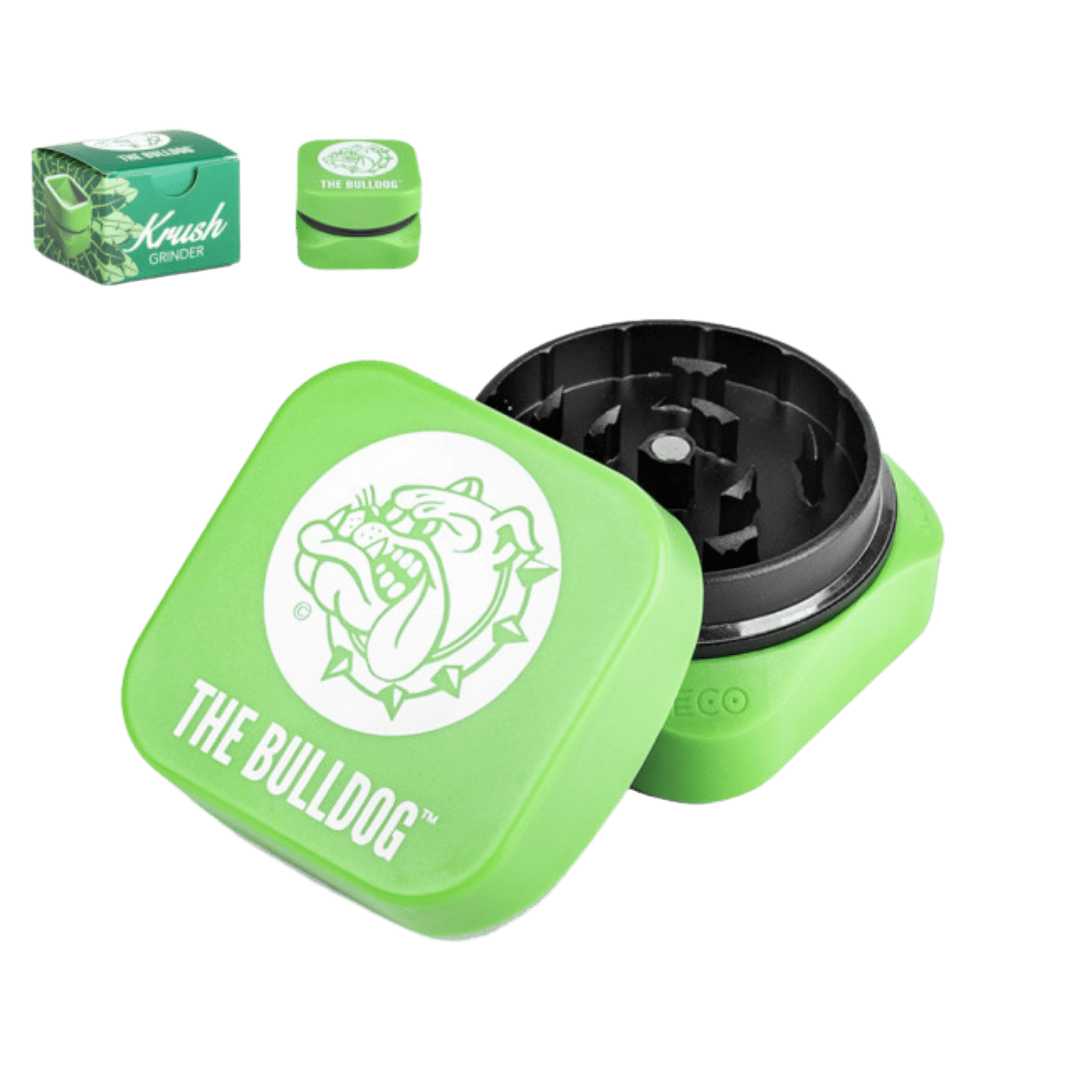 Grinder “The Bulldog” in plastica ECO – Green (2 parti) - 420 Farm