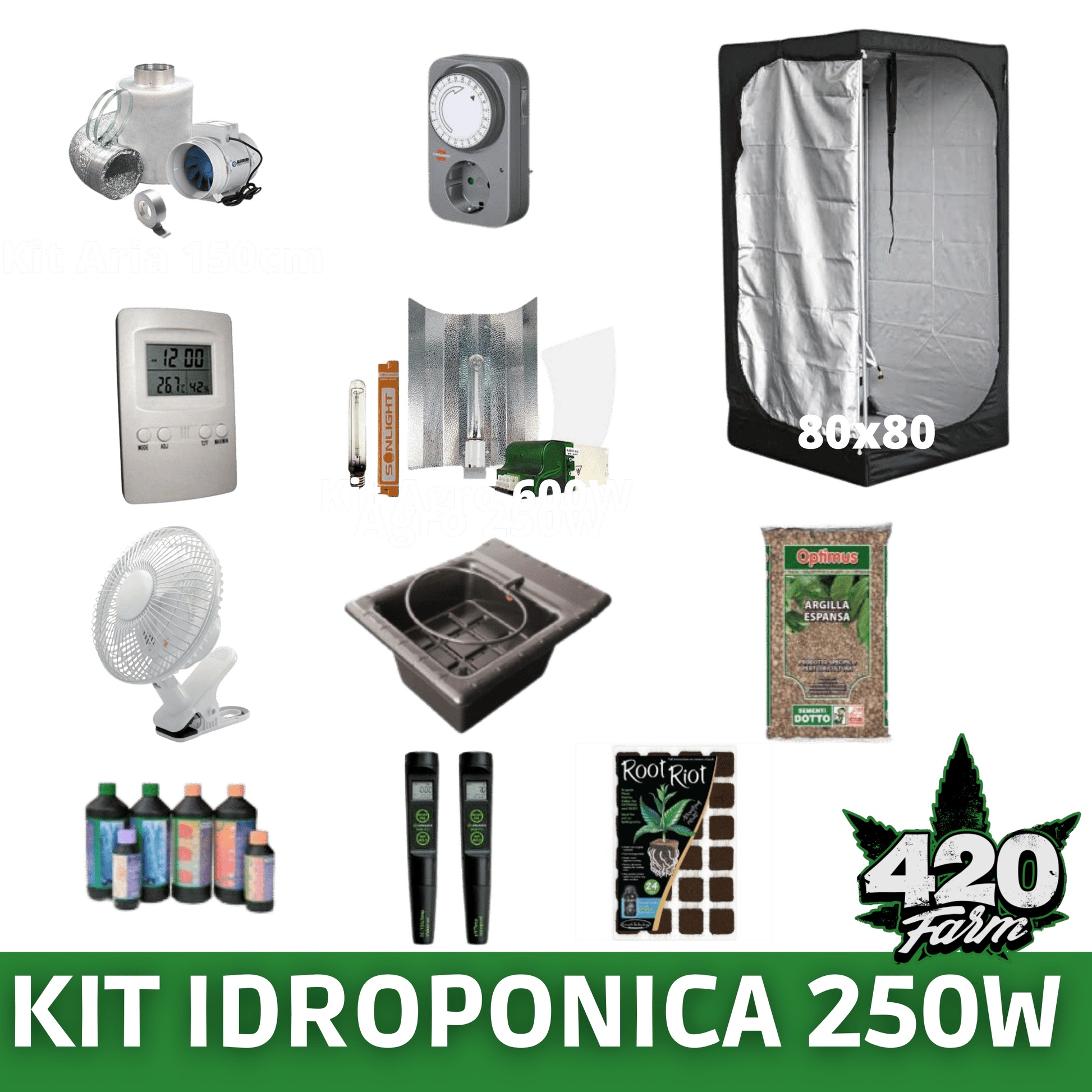 Kit Grow box Idroponica 250W - 420 Farm