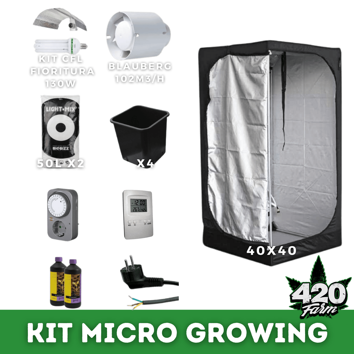 KIT MICRO GROWING - 125W CFL - 420 Farm