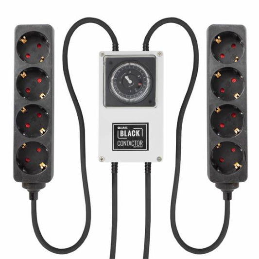 LUMii - Black 8-Way Schuko Contactor Timer - 420 Farm