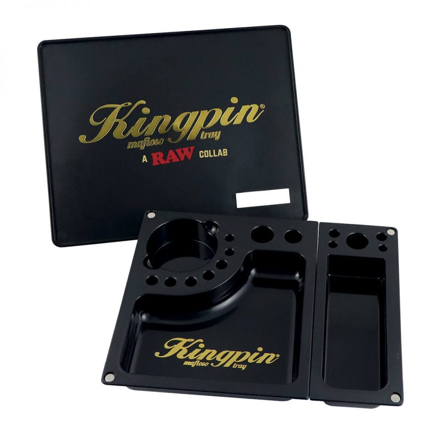 RAW Kingpin Mafioso Vassoio per Rollare Nero Large - 420 Farm